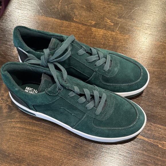 Michael Kors Jaden Dark Green Suede Sneakers - Picture 1 of 7